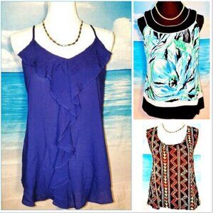 Set Lot of 3 Woman's TUNIC Tops ASSORTED COLORS shirts size MED
